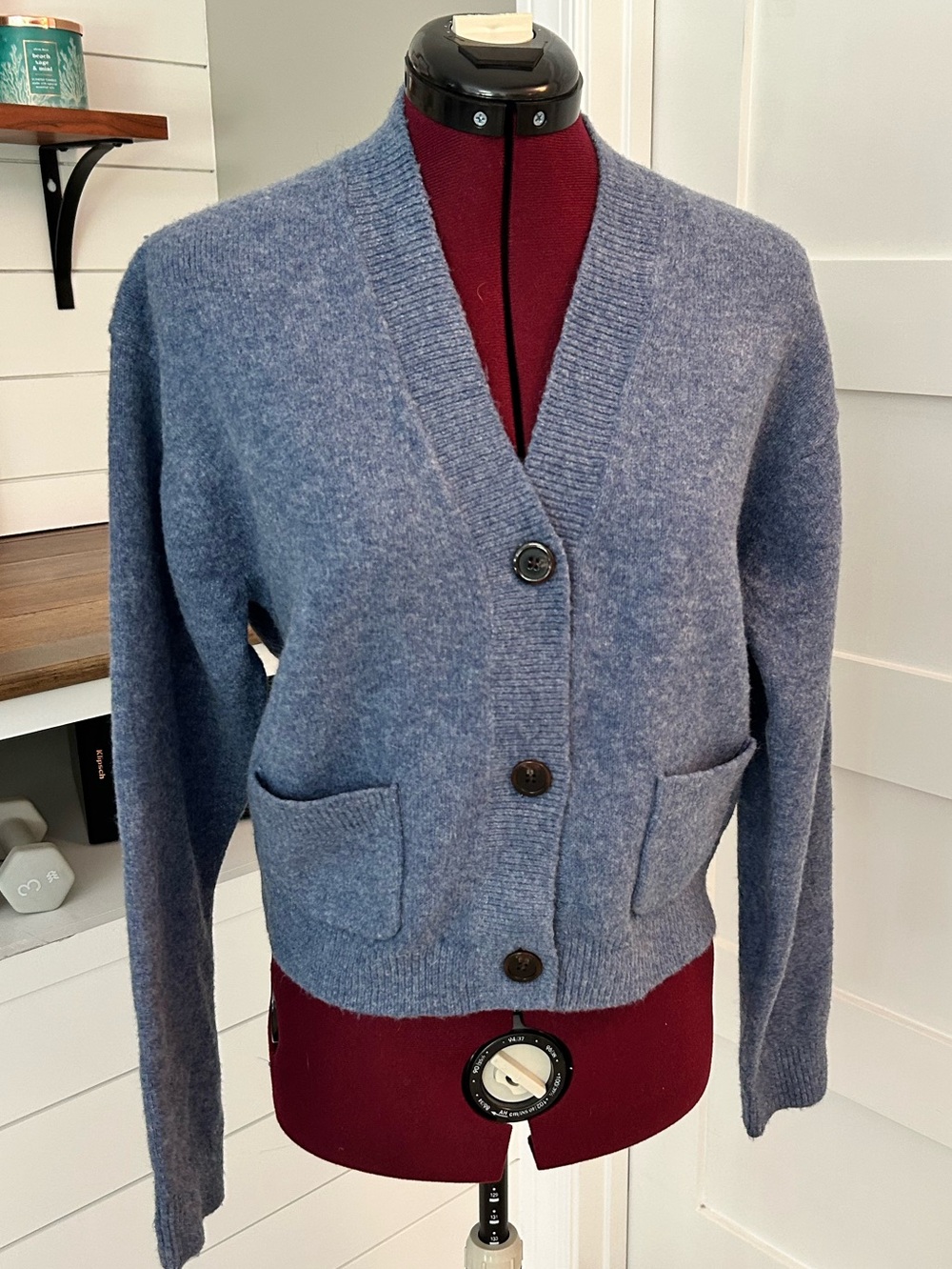 Uniqlo Souffle Yarn V-Neck Cardigan Blue Knit Button Front Sweater XS